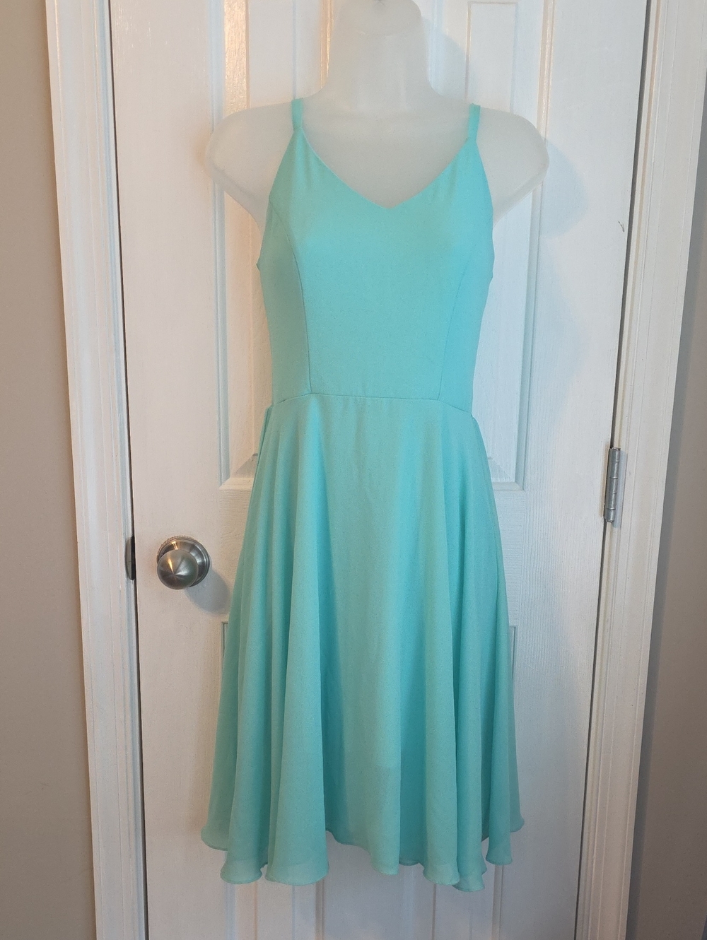 Mint Spaghetti-Strap V-Neck Midi Dress